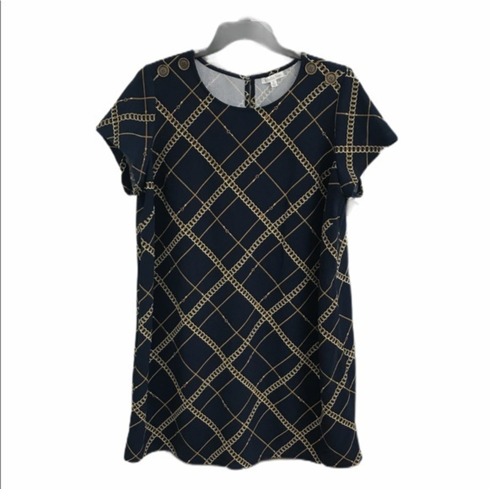Ophelia Rose shift dress in navy with gold NWT